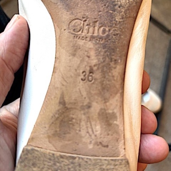 CHLOE Lauren Scalloped Leather Ballet Flats in White EUC/sz 6 - Picture 15 of 15